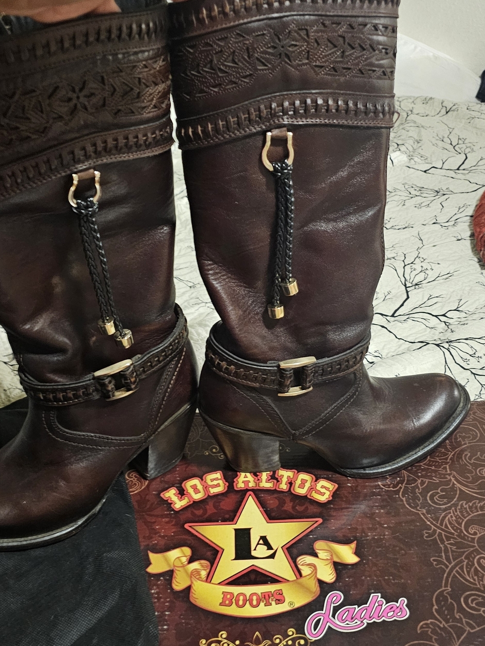 Los Altos Ladies Dark Brown Leather Mid-Calf Heeled Boots